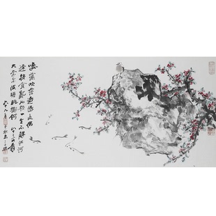 张大千桃花游鱼新中式花鸟写意国画仿古书画真迹复制挂画装饰画