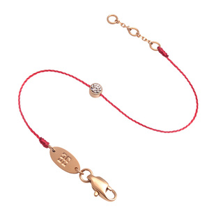 兰米儿本命年时尚18K玫瑰金单钻红绳手链女细小韩国手工编织手绳