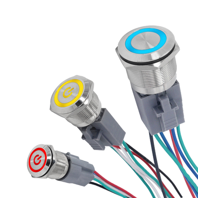 12/16/19/22mm金属按钮环形带灯电源自锁自复防水点动改装开关24v