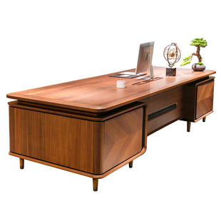 新中式实木老板桌总裁桌大气高档简约现代烤漆大班台办公桌椅组合