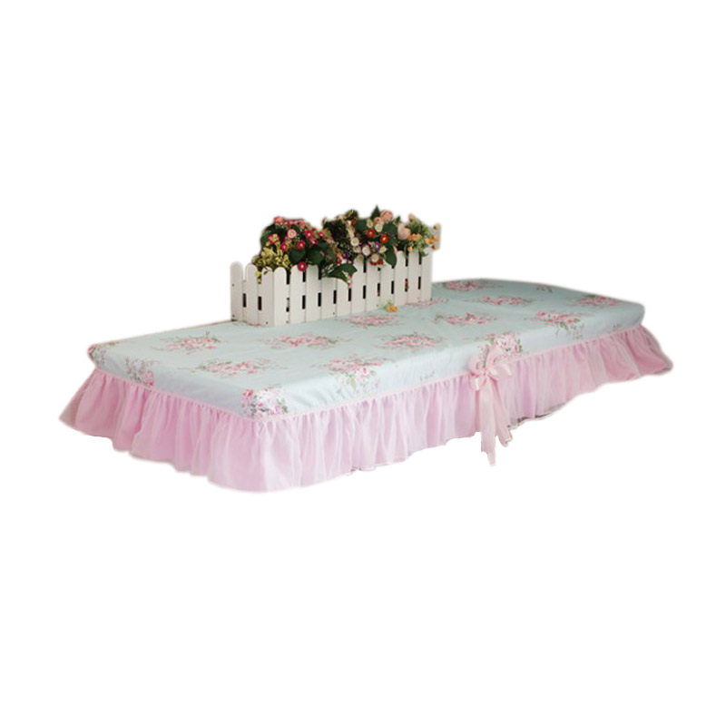 韩版田园梳妆台布床头柜罩桌布茶几布盖巾电脑桌布艺罩套蕾丝粉色