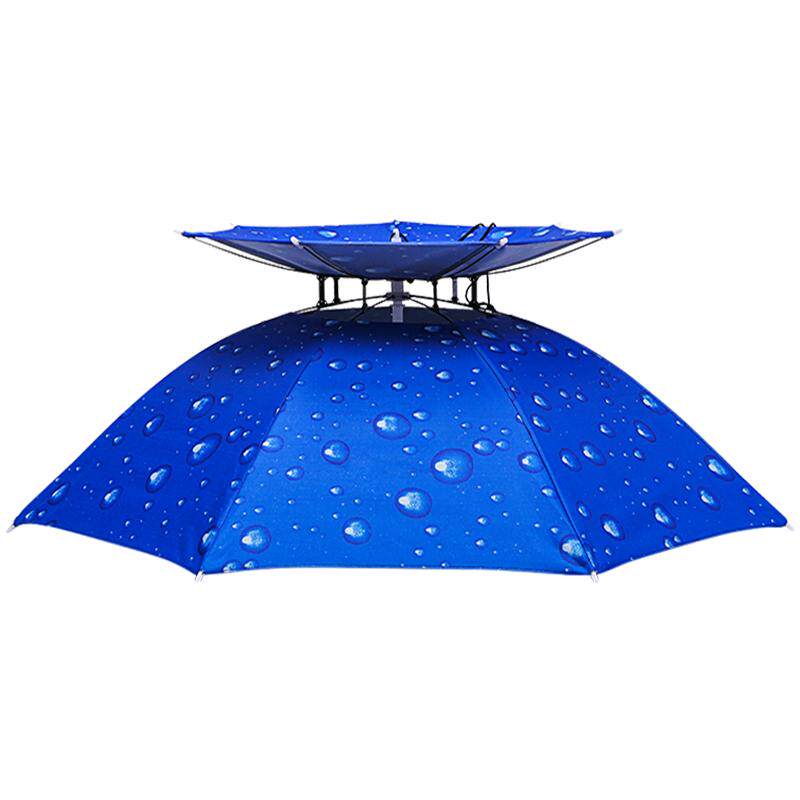 垂弦 双层防风钓鱼伞帽 头戴雨伞 防晒 折叠 雨伞帽 钓鱼帽遮阳