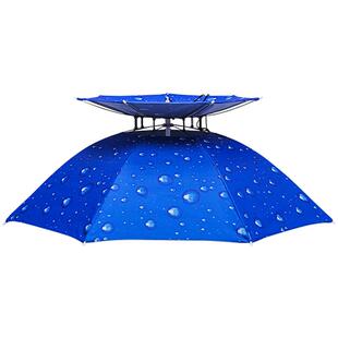 垂弦 双层防风钓鱼伞帽 头戴雨伞 防晒 折叠 雨伞帽 钓鱼帽遮阳