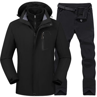 户外冲锋衣男三合一冬季加绒加厚衣裤套装抓绒保暖防风防水登山服