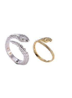 金蛇吉祥通体925男女原创开口戒