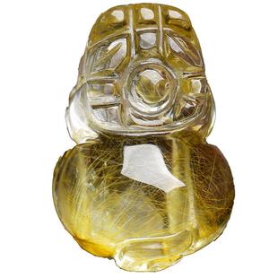 三缘证宝金发晶貔貅吊坠钛晶挂件挂坠天然水晶项链饰品男女款礼物