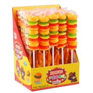 创意果汁串串汉堡糖软糖汉堡包串烧20支软糖六一儿童怀旧糖果零食