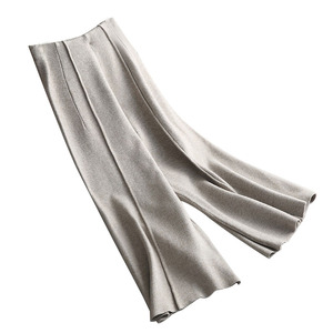 加厚针织阔腿裤 秋冬新款女装韩版高腰宽松坠感休闲裤九分裤长裤