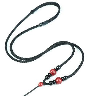 新品原创紫金朱砂吊坠挂绳男女项链绳平安扣挂绳和田玉佛观玉佩绳