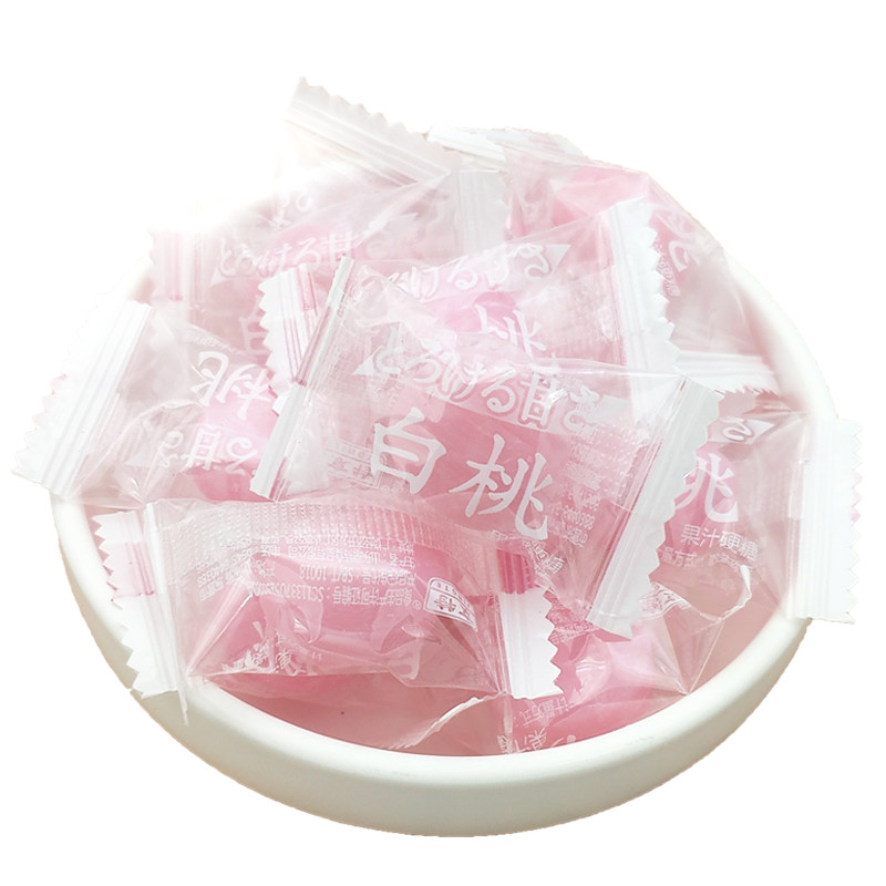 京特白桃糖水蜜桃味果汁硬糖创意水果糖散装网红年货糖结婚喜糖果