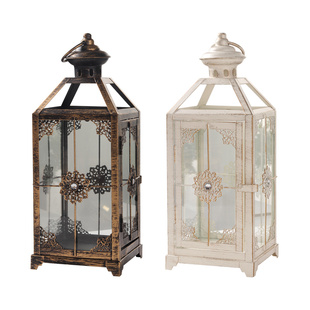 北欧复古烛台客厅装饰摆件户外铁艺落地防风风灯花园民宿装饰家居