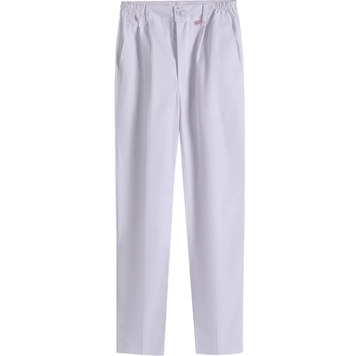 白色夏款松紧腰大码医生护士裤