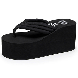 11厘米夜店高跟拖鞋女式夏时尚外穿人字拖女坡跟厚底增高松糕夹脚