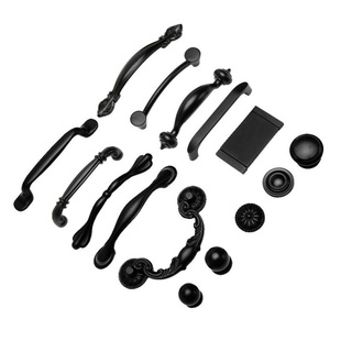 美式黑色拉手橱柜衣柜门现代简约欧式抽屉家具五金门把手圆形拉手