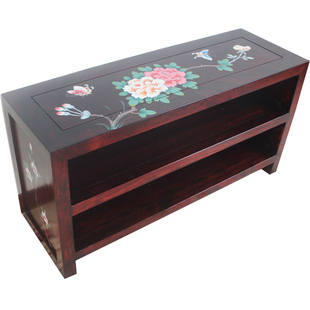 新中式鞋凳带抽屉彩绘实木床尾收纳储物凳 进门口可坐家用换鞋凳