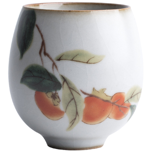 陶迷月白汝窑茶杯家用开片可养陶瓷品茗杯复古主人品茗杯茶盏建盏