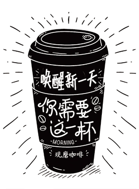 创意时尚现磨咖啡冷饮店简餐墙贴