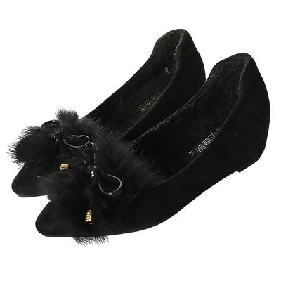 冬季新款韩版外穿加绒坡跟豆豆鞋