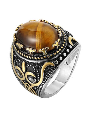 眼绿松宝石宫廷指环镶钻霸气搭配