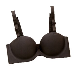 加厚文胸半罩杯光面纯色聚拢新娘婚纱礼服拍照无痕无肩带内衣75A