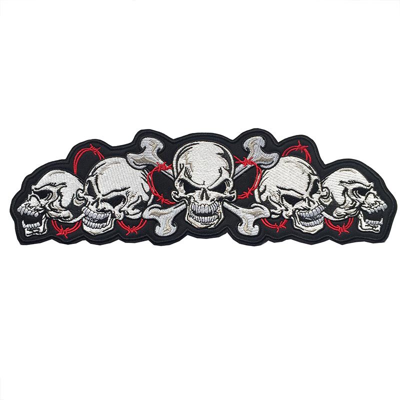 机车哈累服皮衣马夹背部用绣标补丁 DIY个性刺绣skull布贴 PATCH