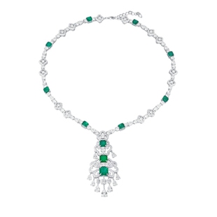 欧美高定进口仿真钻石项链女 925纯银赞比亚祖母绿项链女晚宴气质