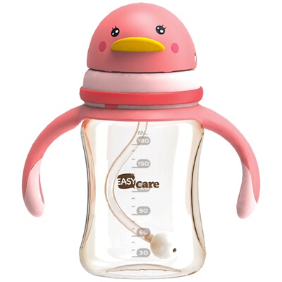 EASYcare伊斯卡尔QQ企鹅吸管杯宝宝防漏训练杯学饮杯防呛水杯奶瓶