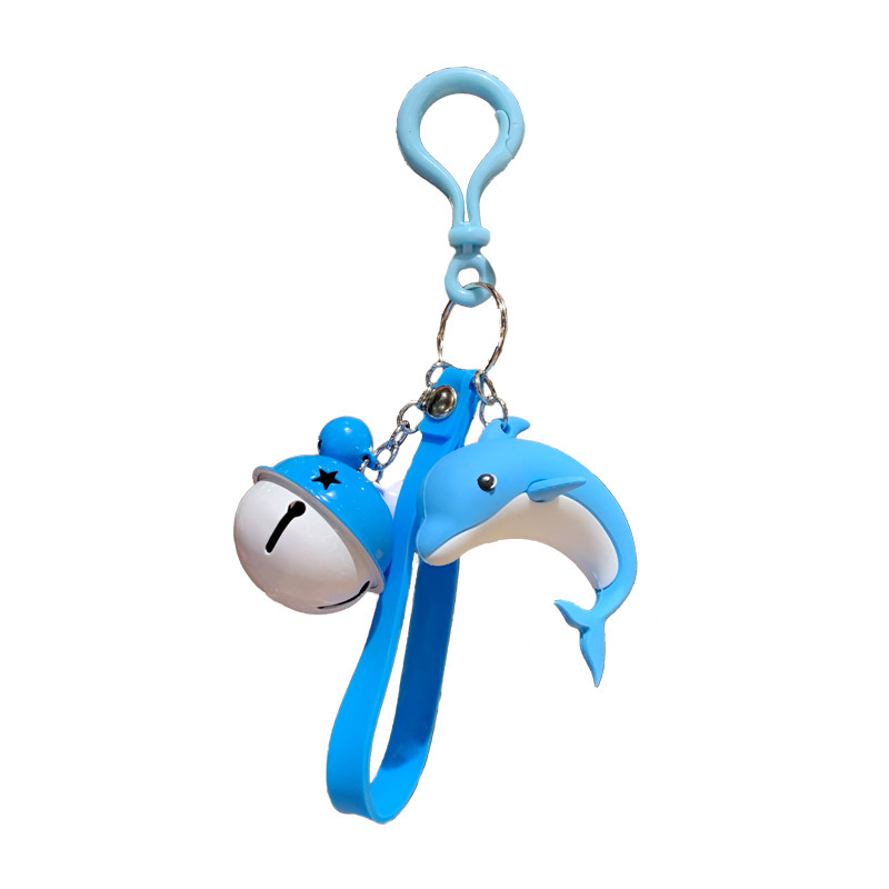 海洋馆小礼品海豚鲨鱼钥匙链鲸鱼钥匙扣包包挂件小鱼公仔铃铛腰挂