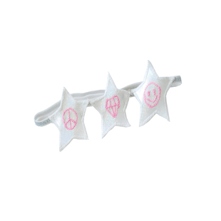 MSCHEAP原创 可爱镭射闪闪星星 夜光反战钻石笑脸刺绣发带 SGC10