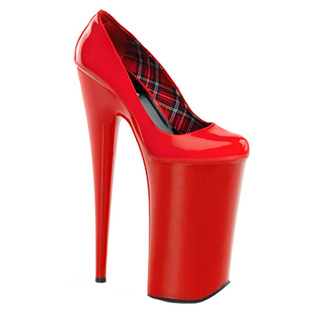 22公分恨天高细跟车展走秀红色漆皮诱惑20厘米超高跟鞋夜店单鞋女