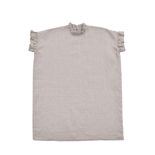 女童亚麻复古文艺范森系连衣裙格子中大童袍子