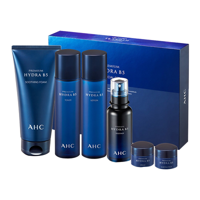 韩国AHC B5玻尿酸蓝色爽肤水乳紧致补水6六件套盒精华面霜洗面奶