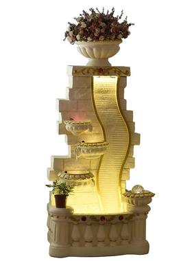 欧式风大鱼池喷泉水景摆设装饰品