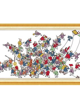 百子闹春图十字绣百子千孙新款