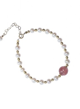 少女心天然草莓晶ins小众细手链