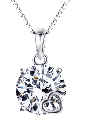 s925纯银项链女大钻刻字生日礼物