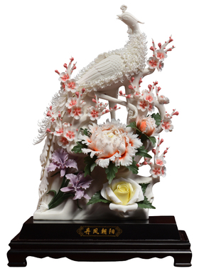 东方德化白瓷丹凤朝阳雕塑艺术品
