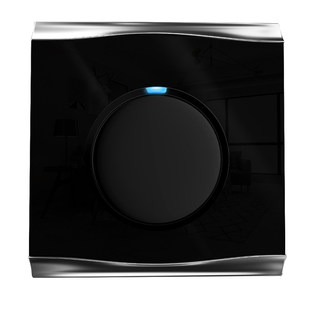 圆形黑色点开关插座86镜面玻璃单双控面板 LED指示灯家用开关面板