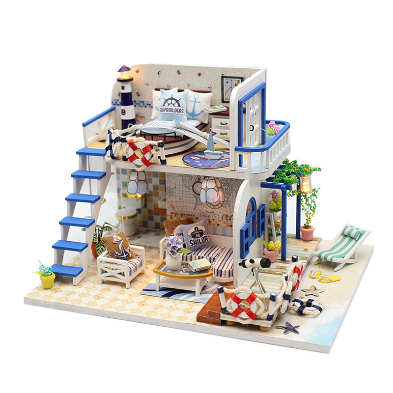 diy小屋海景建筑沙盘小别墅组装