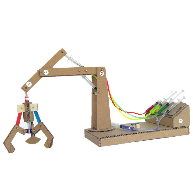 瓦楞纸液压抓娃娃机械臂手工diy材料包实验steam小学生科技小制作