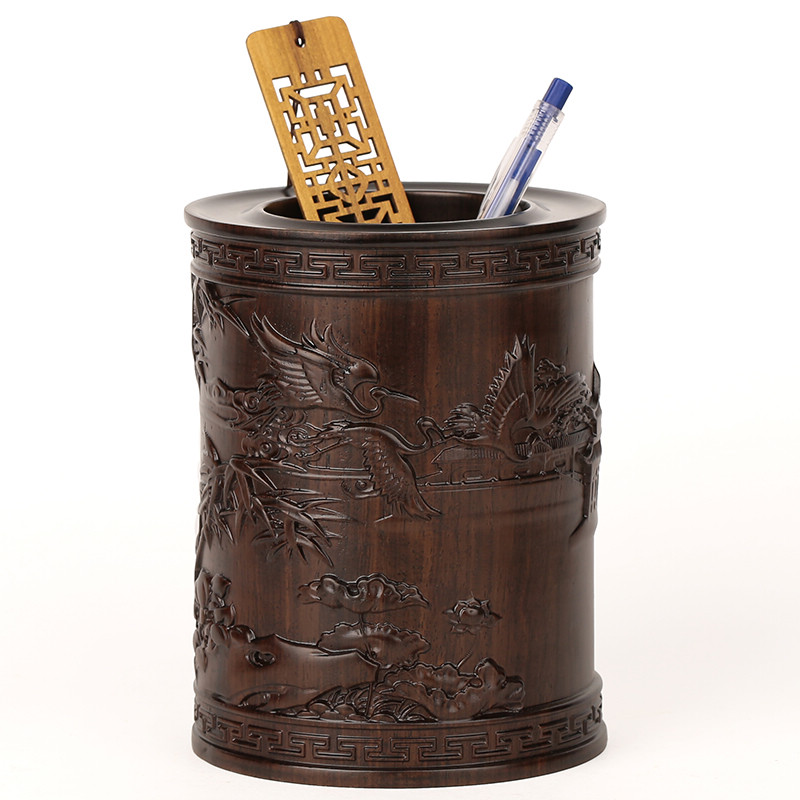 红木笔筒摆件东阳文房四宝工艺品