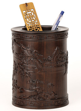 红木笔筒摆件东阳文房四宝工艺品