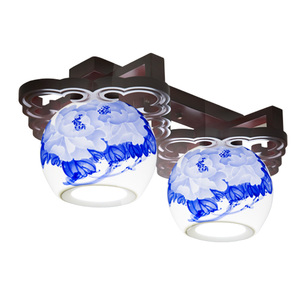 祥云景德镇陶瓷吸顶灯中式复古典艺术卧室书房玄关阳台过道送LED