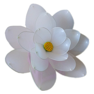 舞蹈道具手工丝网白色莲花手拿带杆仿真荷花演出表演绢花花艺定做