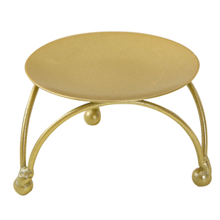 北欧复古圆形金色黑色香薰蜡烛托台铁艺托盘座摆件小烛台蜡台烛碟