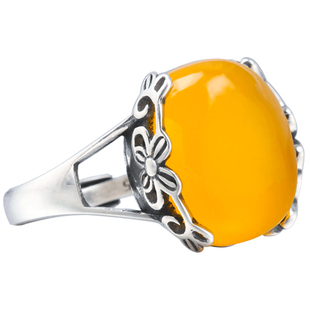 925银戒指空托男女复古蜜蜡琥珀戒托空托11*15 11*16 12*14 13*16