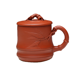 宜兴大竹叶紫砂杯精品盖杯小巧朱泥手工茶杯茶具杯子正品办公泡茶