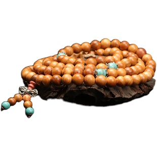 正宗红豆杉木手链108颗念珠绿松隔珠diy配饰佛珠手串男女情侣款士