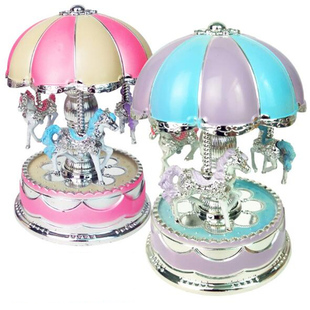 旋转木马音乐盒上链八音盒创意精品生日礼物女生儿童发条音乐盒