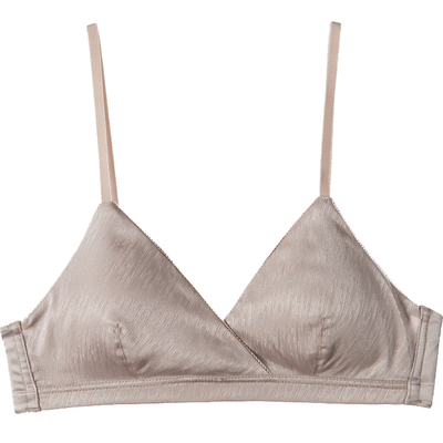 法式风香槟色细肩带胸罩三角杯